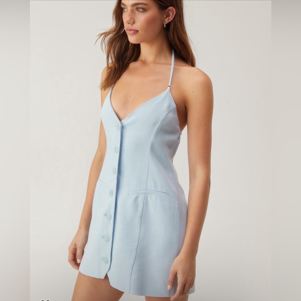 Nasty Gal Premium Linen Open Back mini dress